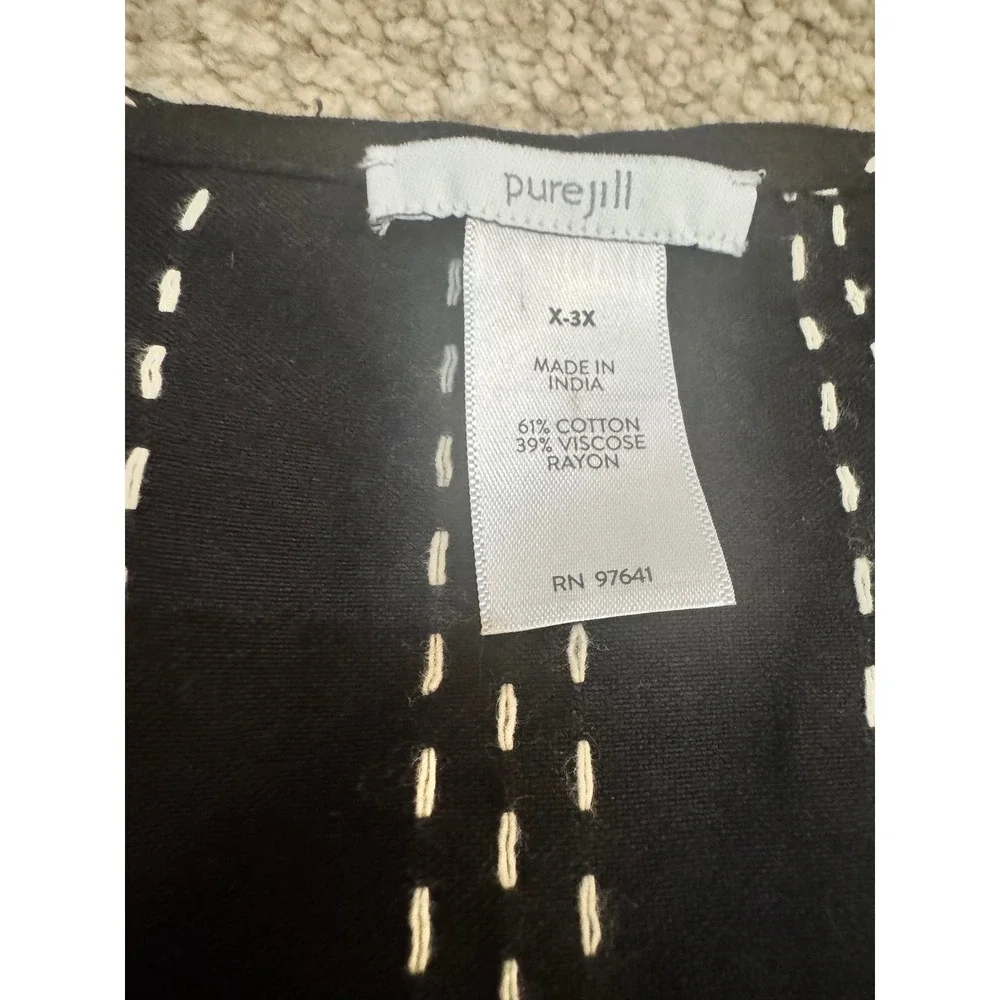 Pure Jill Women's Striped Black & White Open Front Cardigan Jacket X-3X - Picture 2 of 6